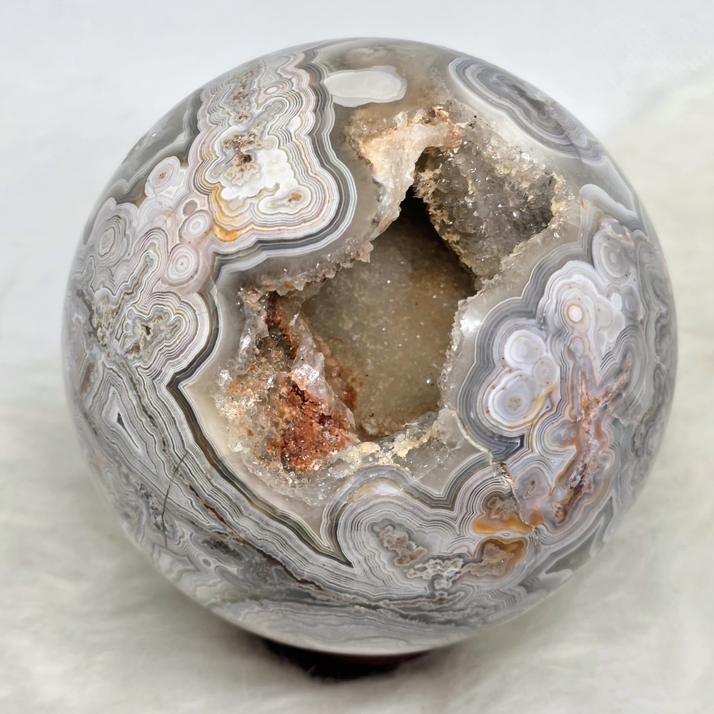 Druzy Mexico Crazy Lace Agate Sphere. Crystal Orb.